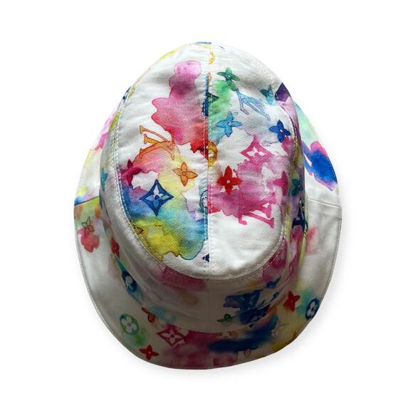 Louis Vuitton Bucket Hat Monogram White Watercolor Multicolor - Picture 8 of 10